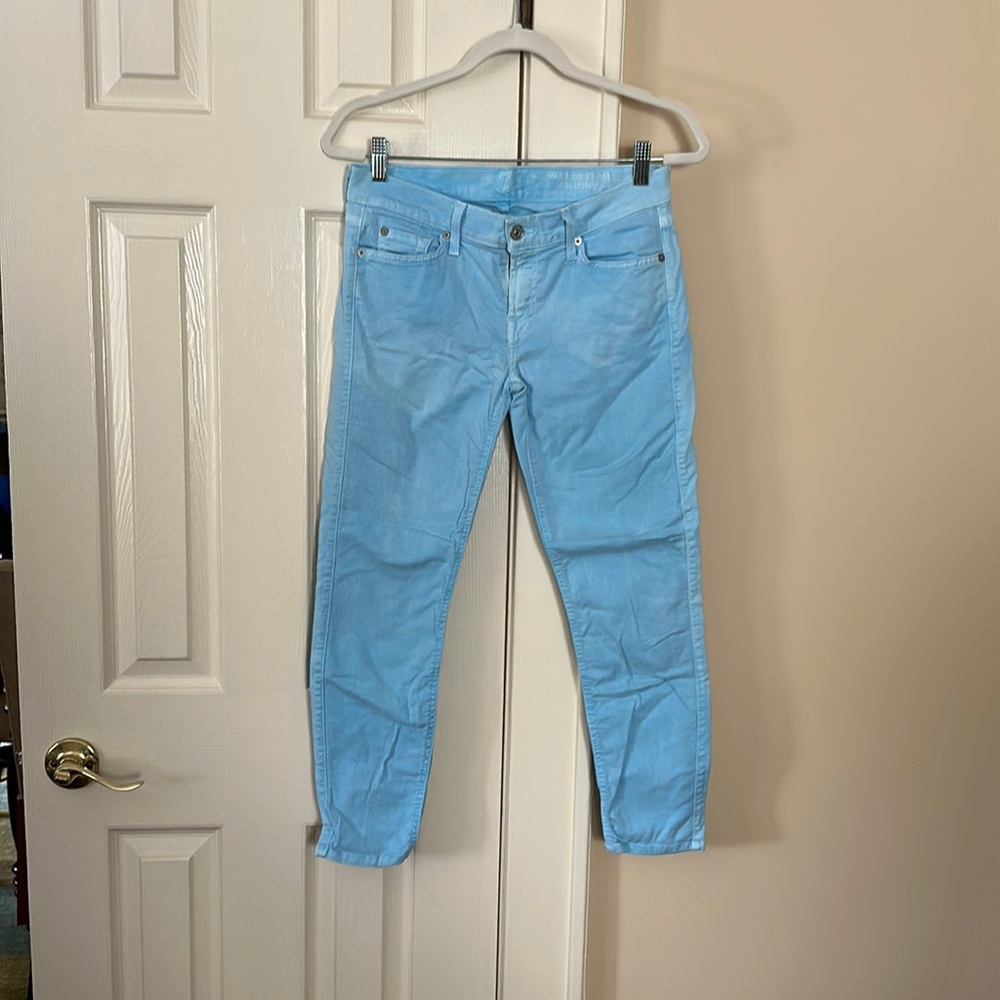 7 for all mankind, cropped skinny turquoise wash - 30